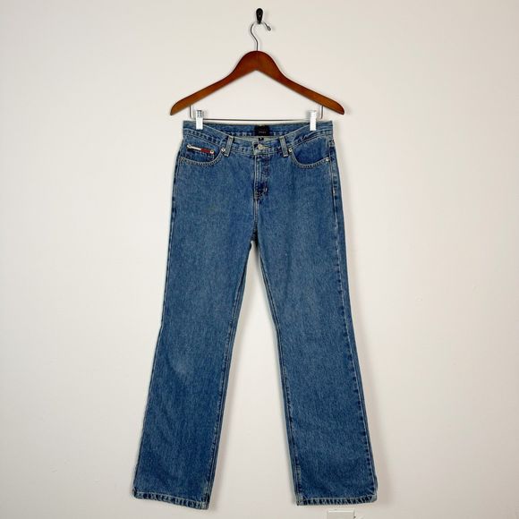 Vintage 90's Tommy Hilfiger High Rise Wide Leg Denim Jeans - Picture 2 of 4